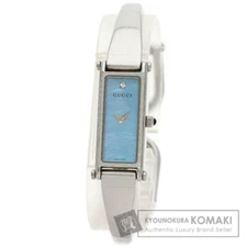 GUCCI 1500L Watch Silver Blue Dial QZ Women’s Bangle Wrist Watch Operation