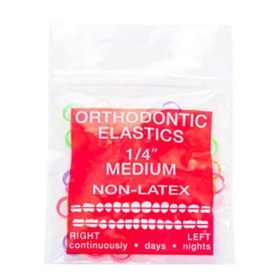 JMU Orthodontic Intra Oral Elastic, Medium 1/4'', Assorted Neon, 100/Bag