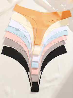 6-teiliges nahtloses Eis Seide Tanga Set - niedriger Bund T-Back G-String Höschen für Frauen