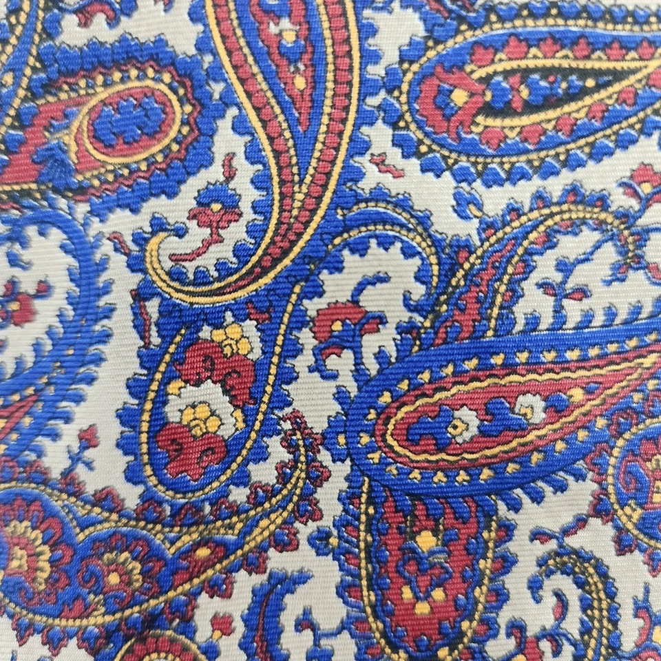 Corbata Guy Laroche Para Hombre Toda Seda Azul Gris Rojo Amarillo Paisley Hecha en EE. UU. DE COLECCIÓN Foto 2 de 4