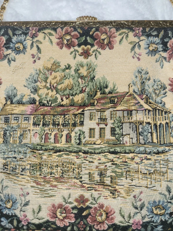 Антикварная французская маленькая сумочка H.A & E Smith Ltd бермуды отличной формы ар-деко с цветочным рисунком - Изображение 3 из 4