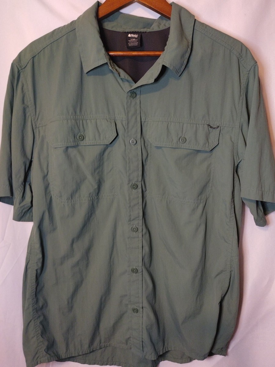 REI Men's Large Sage Green Short Sleeve Button Front Shirt Fishing | eBay REI Men's Large Sage Green Short Sleeve Button Front Shirt Fishing | eBay