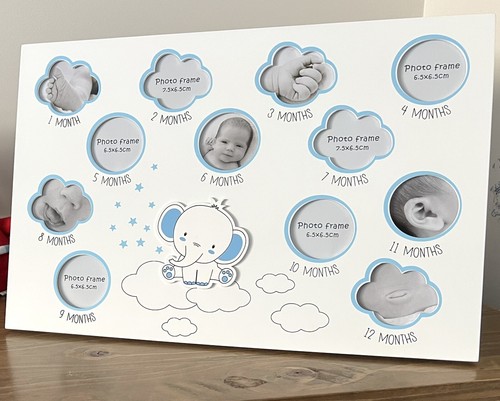 My First Year Photo Frame Picture Newborn Baby Boy Shower Gift Large Size - Picture 2 of 8