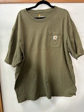 CARHARTT Force T-Shirt Men's XXL Green Chest Pocket Relaxed Fit 2XL