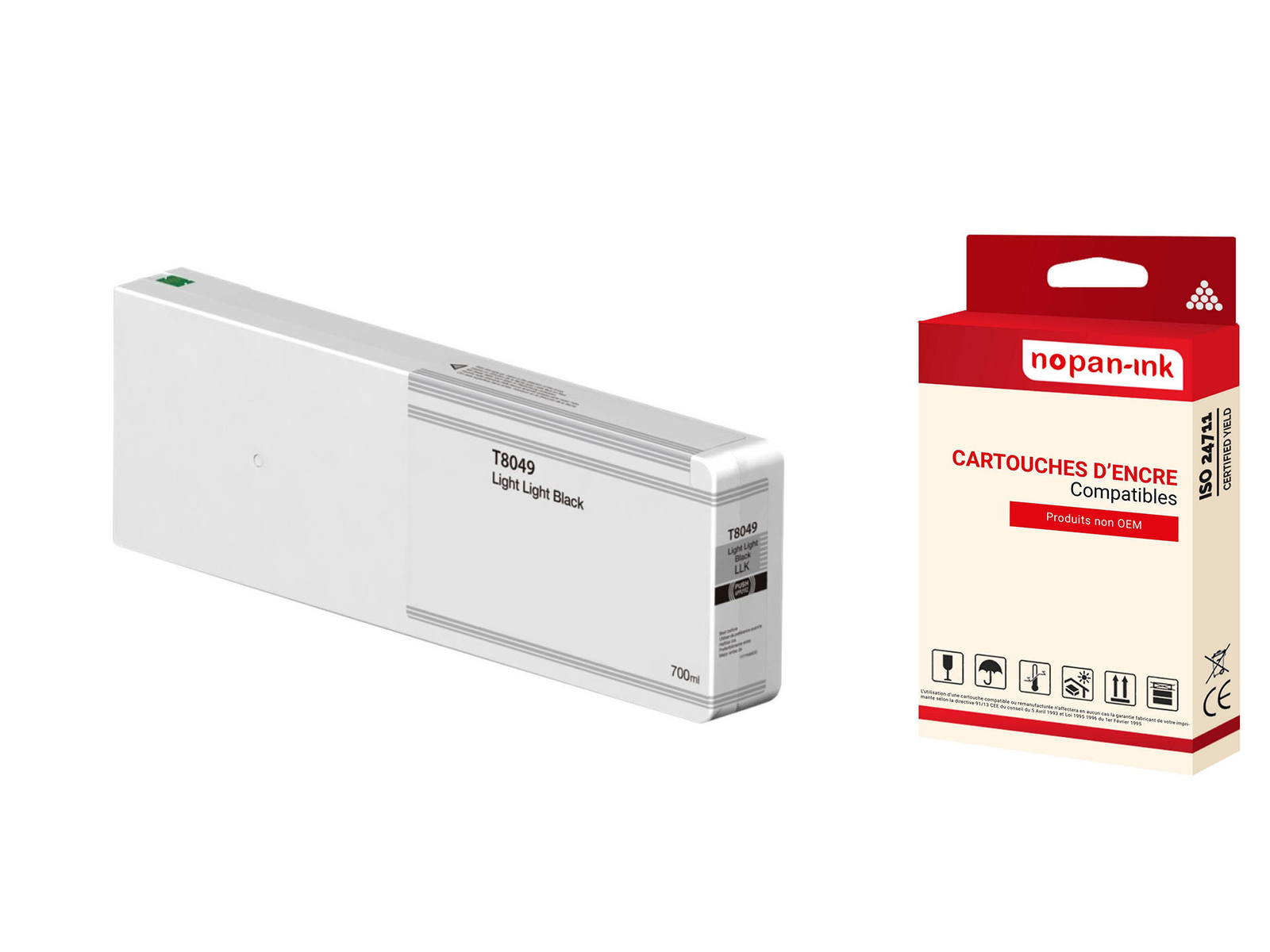 Cartouche d'encre compatible Epson T8049 couleur noir très clair pour système d'impression grand format