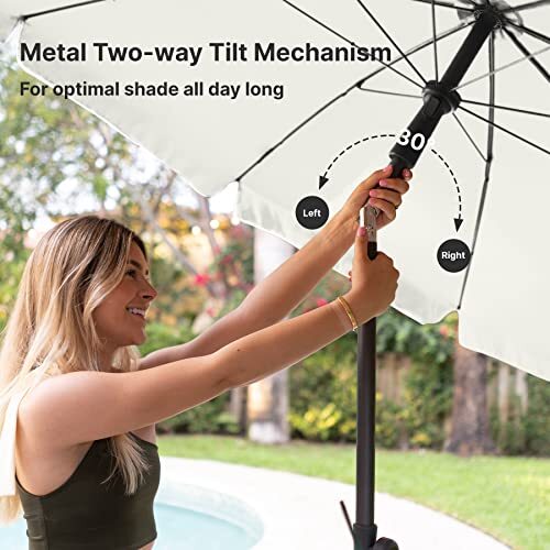 Patio Umbrella Market Table Umbrella 6.5 ft Outdoor Umbrella Elegant White - Picture 6 of 7