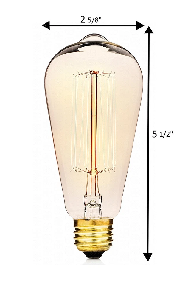 Deneve 4-Pack Edison 60w Antique ST64 Squirrel Cage Filament Lights Bulb Lamp - Image 3 of 4