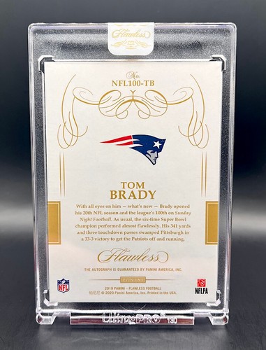 Tom Brady 2019-20 Panini Flawless NFL 100 Auto Autograph True 1/1 Sealed - Picture 3 of 3