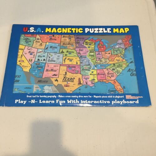 Ata Boy Magnetic USA Map Play-n-Learn Puzzle Board 19227MX - Afbeelding 1 van 8