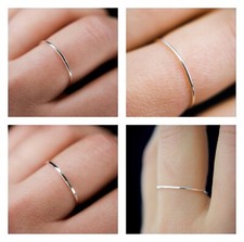 NEW Sterling Silver Stacking Rings Size 4 Hammered Smooth Knuckle Rings