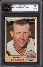 1968 TOPPS OPC O PEE CHEE BASEBALL #112 WOODY FRYMAN Graded KSA 9 MINT PHILLIES