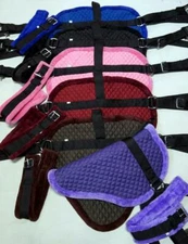 Quilted Bareback pad Girth Stirrups Mini Pony YOUTH Nylon Top Fuzzy Fleece-7colr