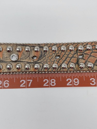 NOCONA LEDER GÜRTEL OVERSIZE STRASS SCHNALLE SILBER NIETEN DAMEN MEDIUM *DEFEKT* - Bild 11 von 12