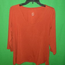 0824 NWOT J JILL medium Forward Seam Tee rust orange 3/4 sleeve cotton new