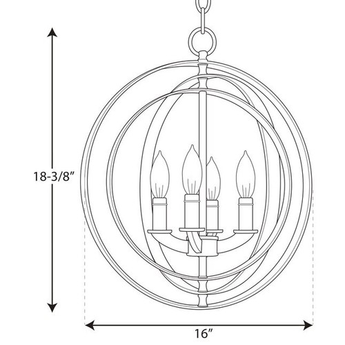 Progress Lighting Equinox 4-Light Burnished Silver Entryway Orb Pendant 2558 - Picture 11 of 11