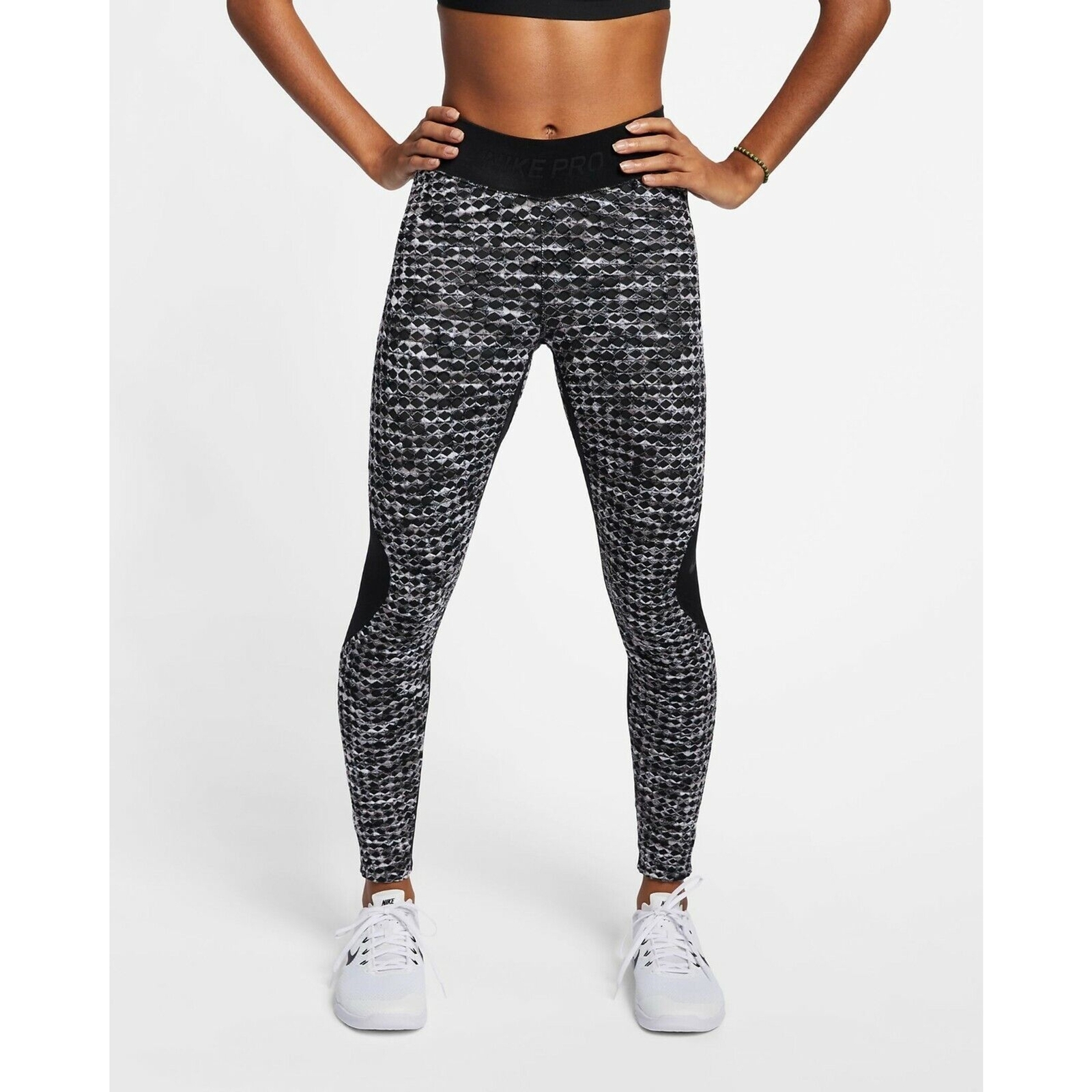 Women's Nike Pro HyperWarm Waistband Tights - Black/Gray M