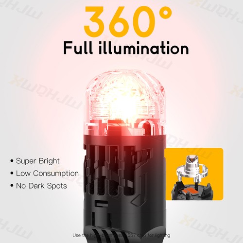2PCS 7443 7440 Red LED Bulb Brake Tail Stop Parking Light 2835 Super Bright Lamp - Foto 3 di 8