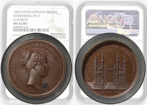 Germany, Prussia, Medal 1823, Elisabeth of Bavaria, Top Pop, NGC MS 62 BN