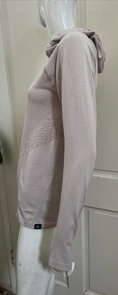 Pullover NEW BALANCE J.CREW Rosa Malva Pálido Sin Costuras Con Capucha Manga Larga Talla M Foto 4 de 4