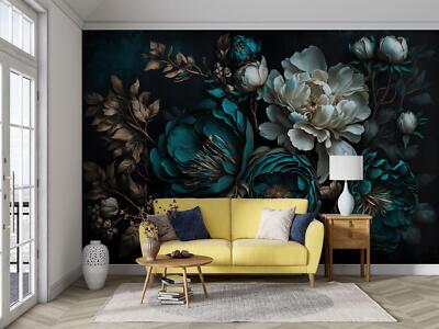 Barock Blumen reiche tiefe Farbe Tapete Wandbild abnehmbar abwaschbar abziehen & kleben