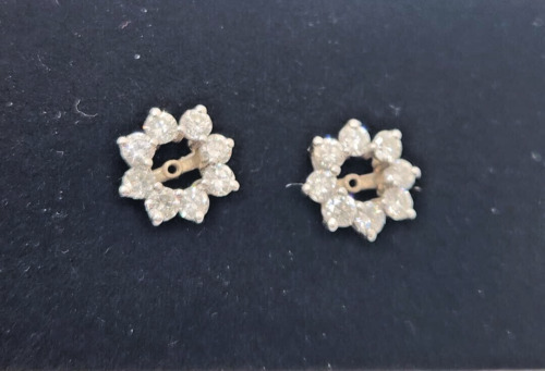 1.00cttw Natural Diamond earring jackets 14kt whi… - image 1