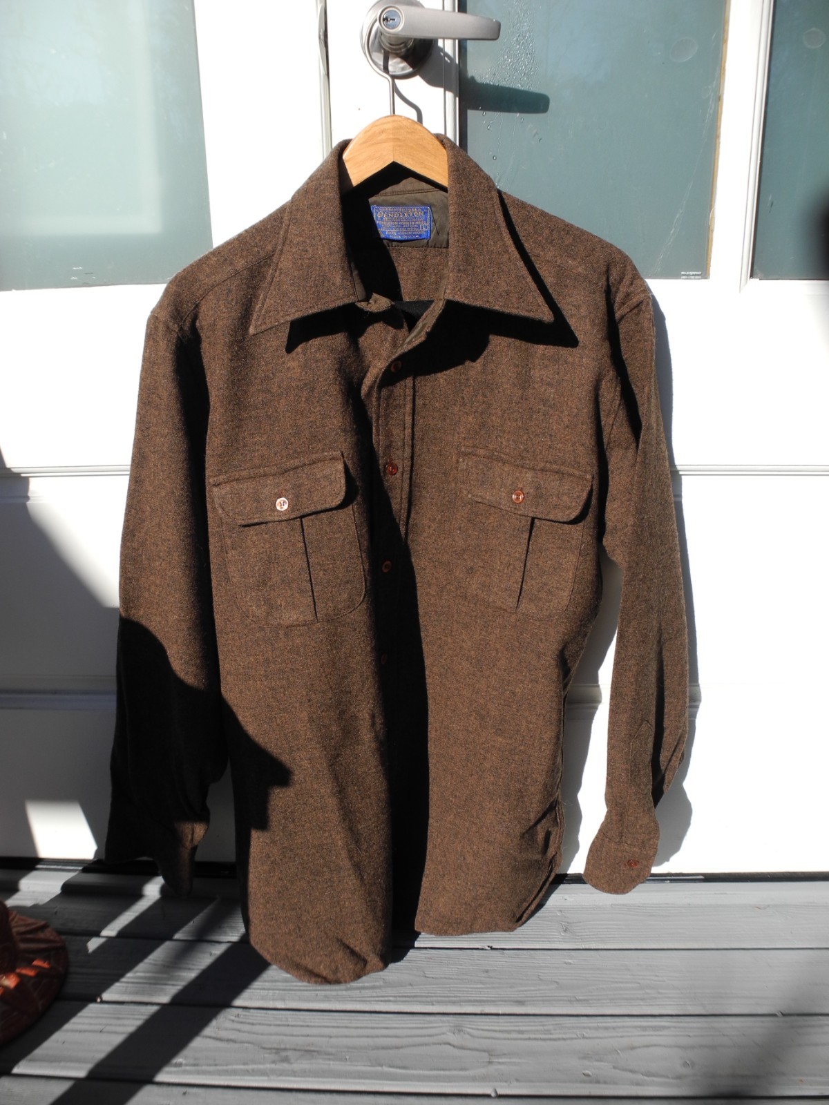 Vintage Pendleton Solid BROWN Shirt 100% Virgin W… - image 1