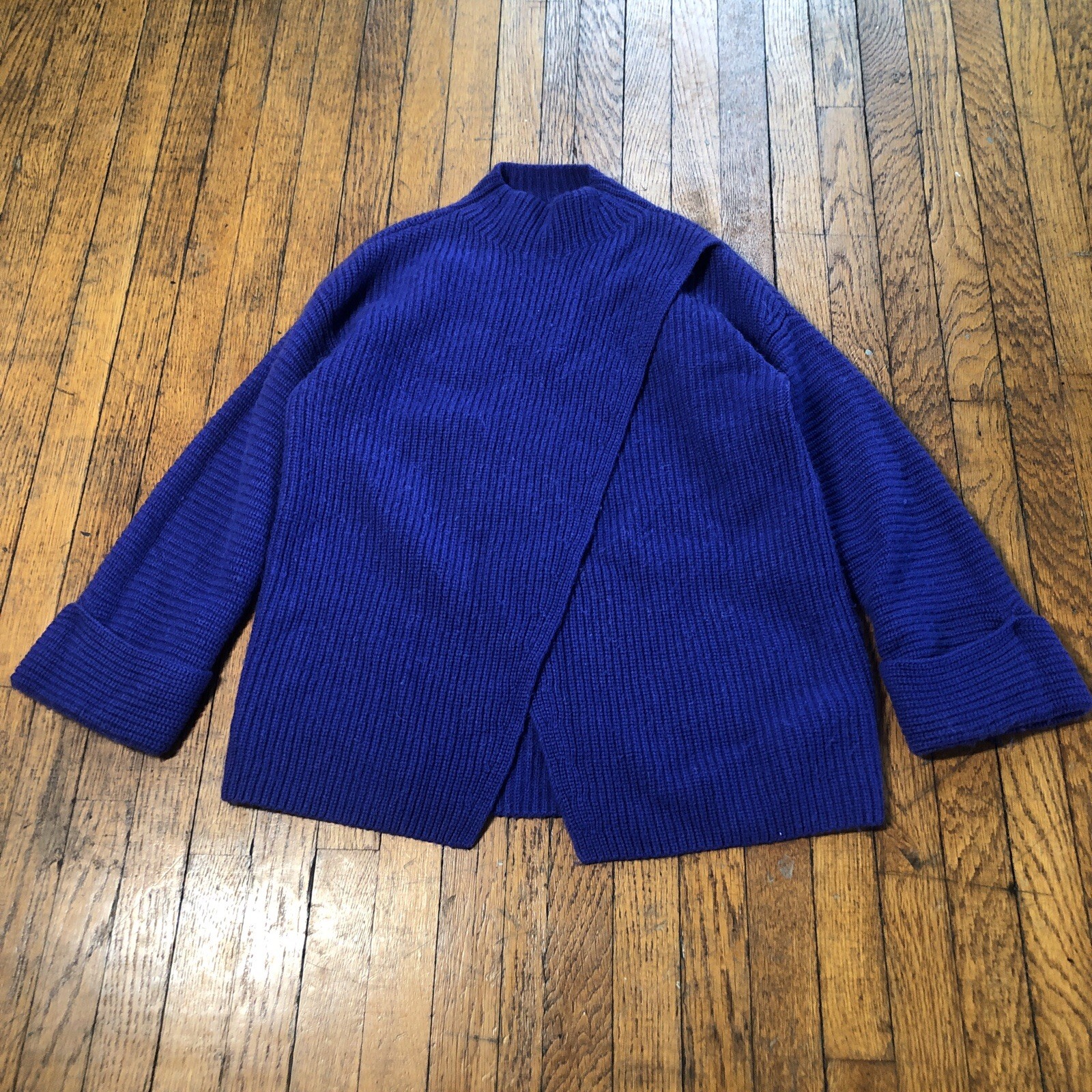 Athleta Azalea Merino Wool Cashmere Chunky Knit Sweater Small Cobalt 466769-01