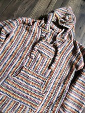 Vintage L Baja Hoodie Jacket Hoodie Sweatshirt Rainbow Striped Drug Rug