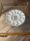 Hand-painted ceramic deviled egg plate with floral design — photo 3