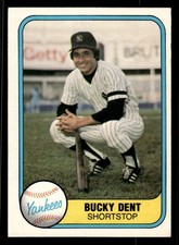 1981 Fleer - Bucky Dent #80 New York Yankees