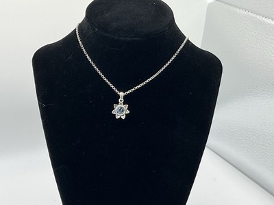 New! BRIGHTON 'Ever Bloom' Sunflower Necklace Sapphire Crystal Silver Plate 19''