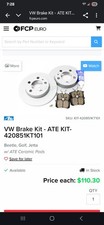 Volkswagen ATE 280mm Rear Brake Rotors With P...