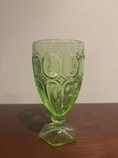 Vintage Fostoria Moonstone Green #2882 Heavy Pressed 6 1/2” Ice Tea Glass ~Clean