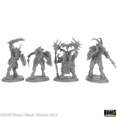 Reaper 44152 Beastmen (4) Bones Black Plastic Miniature