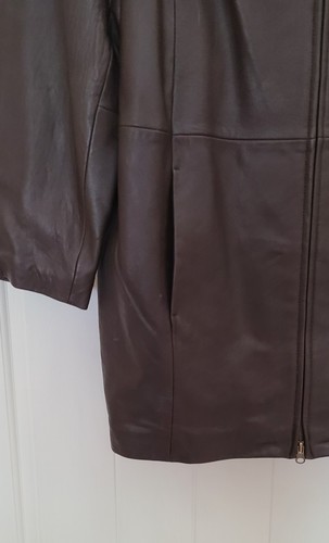 Leather Elements XL Brown Leather Jacket Removable Faux Fur Collar Pockets - Picture 8 of 12