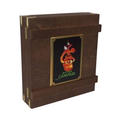 Campari Holzkiste Box Bitter Campari 5 Fächer Zeitungsmuster Deko Aufsteller