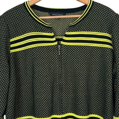 Ming Wang Womens PXL Designer Career Preppy Quiet Luxury Knit Jacket Cardigan
