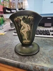 Roseville Rosecraft Panel Green 1926 Vintage Art Pottery Ceramic Nude Fan Vase