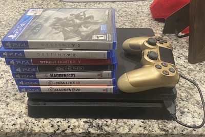 Sony PlayStation 4 Slim 500GB Console CUH-2215A  Tested W/ Gold Controller/Games