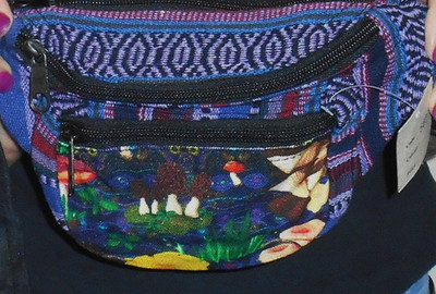 HIPPIE FANNY PACK Kathmandu NEPAL Fair Trade HANDMADE Three POCKETS Muchrooms