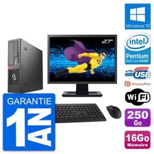 PC Fujitsu E720 DT Ecran 27" Intel G3220 RAM 16Go Disque 250Go Windows 10 Wifi