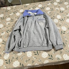 vintage reebok quarter zip sweatshirt Women s Medium Gray 80s 90s Preppy Gym