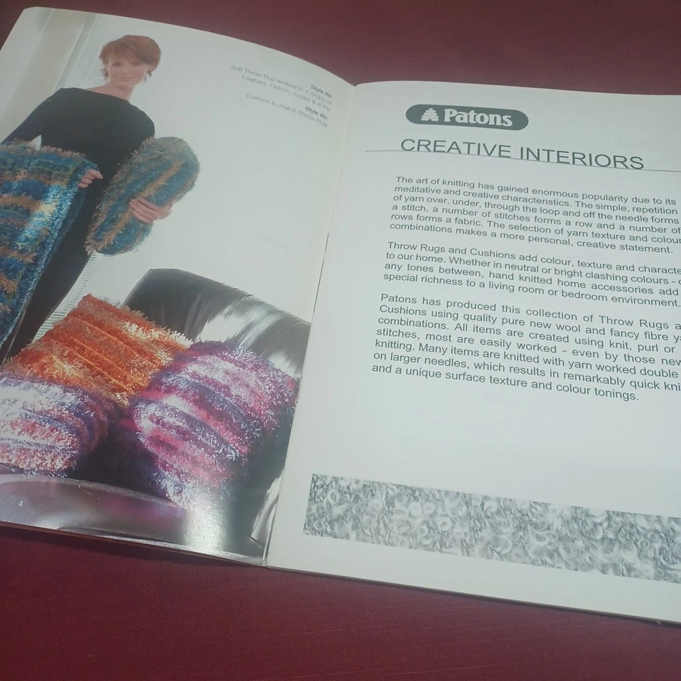 Patons Knitting Book 1214 Creative Homewares Hand Knit Rugs & Cushions 8 Ply - Image 3 of 4