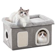 WINDRACING Cat House for Indoor Cats - 24.4" W Extra Wide Cat Bed Cave for Do...