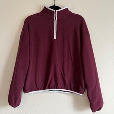 PINK Victoria's Secret Burgundy Fleece Quarter Zip Pullover Sweatshirt Womens M