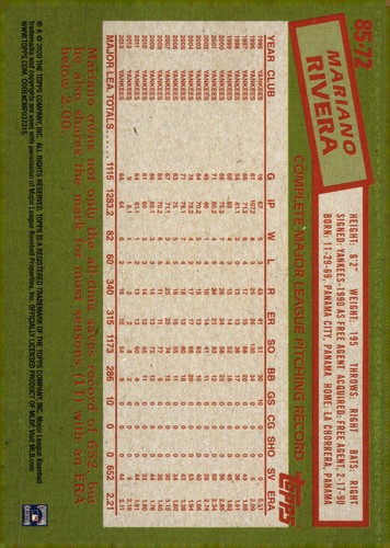 2020 Topps - 1985 Topps 35th Anniversary - #85-72 Mariano Rivera - Picture 2 of 2