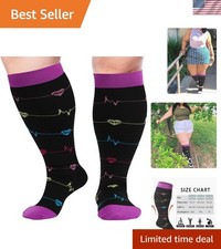 Plus Size Compression Socks for Women Men 15-20mmHg Wide Calf Knee High Socks