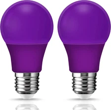 2Pack A19 LED Black Light Bulb 9W 60W Equivalent E26 Base Colored Black Lights