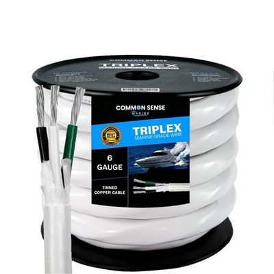 6/3 AWG UL 1426 (The Real Thing) Triplex Round Marine Wire - Tinned Copper Bo...