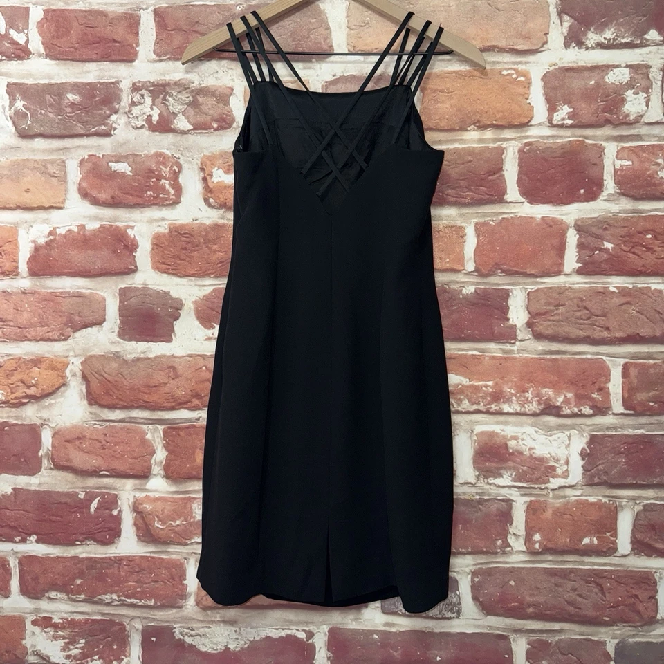 Jones New York Dress Womens 6 Petite Plain Black Evening Wear Strappy Zip Up - Image 4 of 4